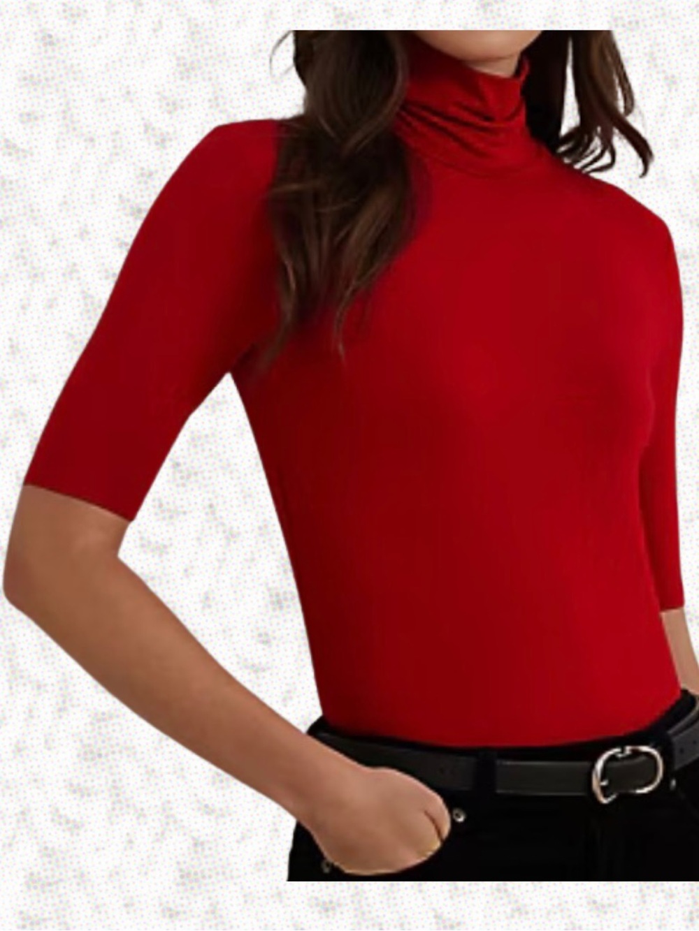 Women Lauren Ralph Lauren cozy stretch turtleneck embroidered red shirt small